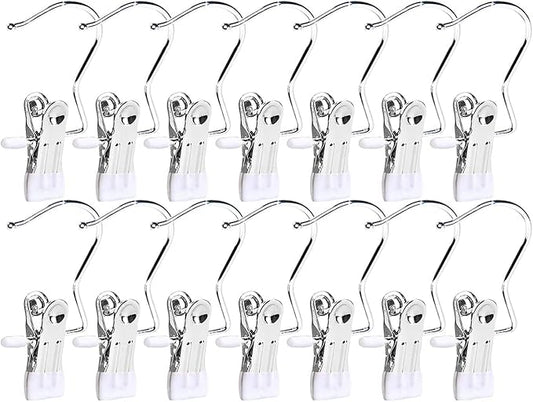 50 Pack Boot Hanger for Closet, Laundry Hooks with Clips, Multifunctional Hangers, Single Clip Space Saving for Jeans, Hats, Tall Boots, Towels (White)
