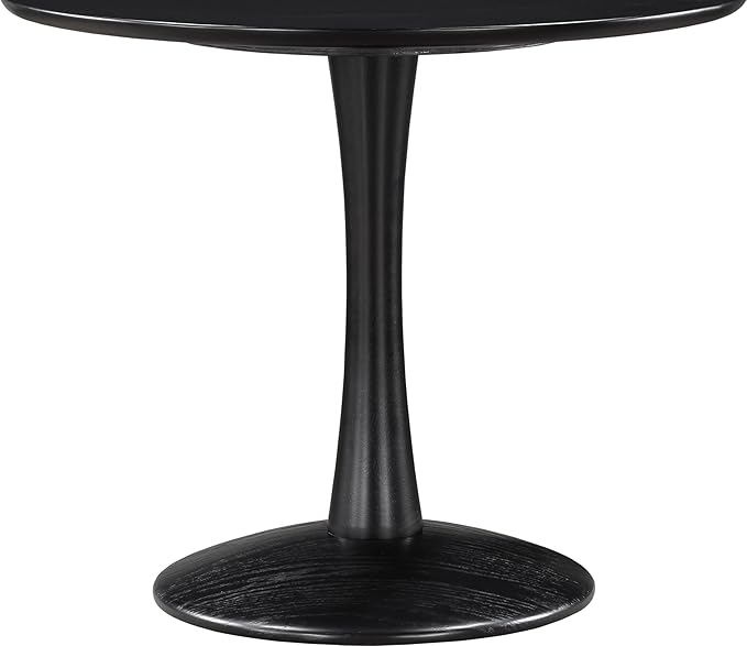 Meridian Furniture 914Black-T Holly Collection Mid-Century Modern Dining Table with Rich Black Finish, Solid Wood, Oak Veneer, 36" W x 36" D x 30" H, Black