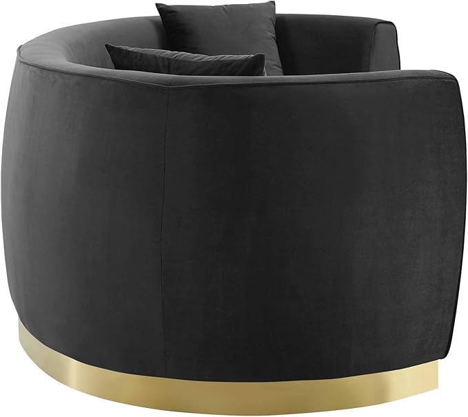 Modway EEI-3408-BLK Resolute Curved Performance Velvet Sofa, Black
