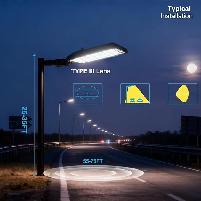 Lightdot 5Pack LED Parking Lot Lights 240W 36,000Lumens Parking Lot Lights Outdoor 5000K ETL IP65 Waterproof Led Pole Light with Photocell Slip Fitter Mount for Parking Lot,Yard,Driveway-7Yrs Warranty