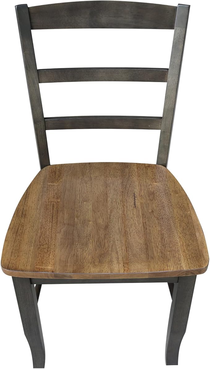 IC INTERNATIONAL CONCEPTS Set of 2 Solid Wood Madrid Ladderback Chairs in Hickory/Washed Coal