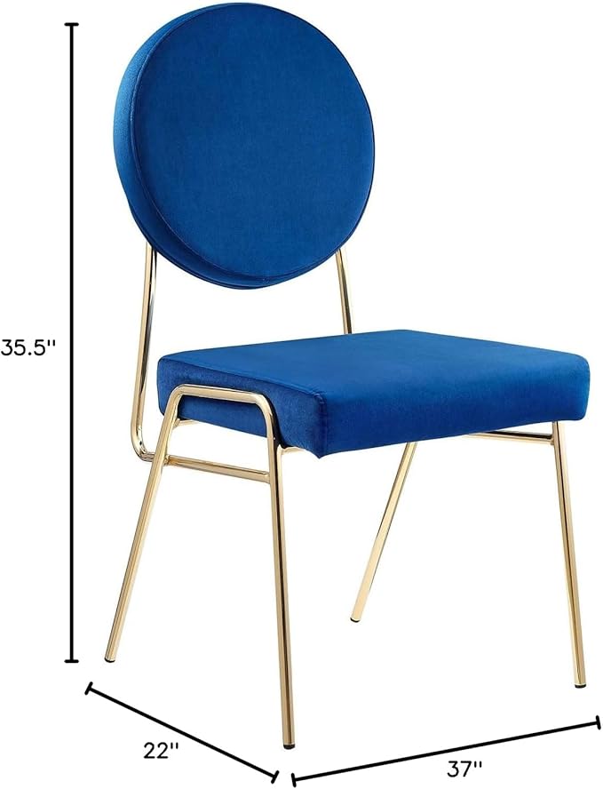Modway Craft Performance Velvet Upholstered Side Gold Navy, Dining Chairs-Set of 2