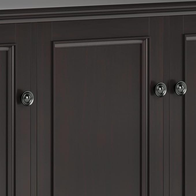 SIMPLIHOME Amherst 60-inch Wide Solid Wood 3-Door Storage Cabinet in Hickory Brown, Transitional-Style Buffet Sideboard for Living Room, Dining Room or Entryway