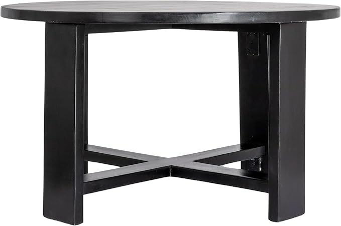 Creative Co-Op Elegant Acacia Trestle Round Coffee Table, Black