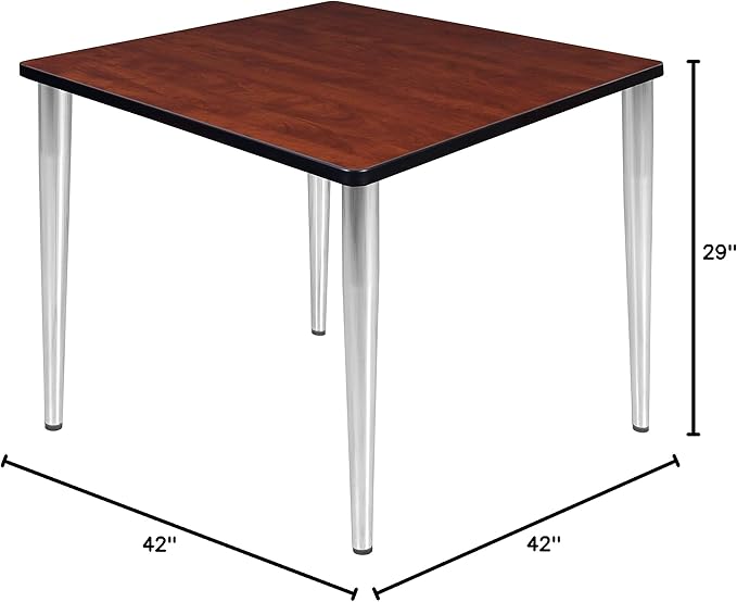 Regency Kahlo 42 in. Square Breakroom Table- Cherry Top, Chrome Tapered Legs