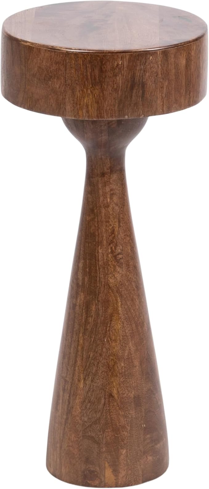 Kate and Laurel Solbrett Transitional Sophisticated Drink Table; 10 x 10 x 22; Walnut Brown; Mid-Century Sculptural Bedroom Nightstand with Unique Pedestal Table Design for Use as Indoor Plant Stand