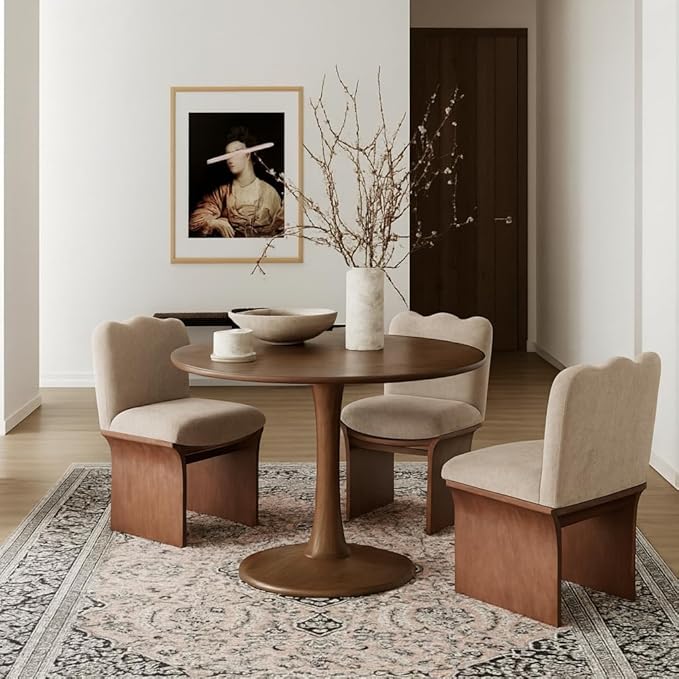 Meridian Furniture 914Brown-T Holly Collection Mid-Century Modern Dining Table with Rich Brown Finish, Solid Wood, Oak Veneer, 36" W x 36" D x 30" H, Brown