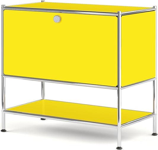 Metal Sidetable with Flap Door, 27.5" Height - DIY Modern Furnishing for Home, Office, Foyer, Bedroom - Night Stand, Book Shelf, Bookshelf, Cube Storage Organizer, Bedside Table (Matt Yellow)
