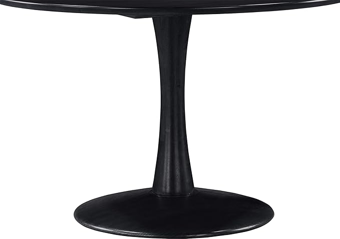 Meridian Furniture 915Black-T Holly Collection Mid-Century Modern Dining Table with Rich Black Finish, Solid Wood, Oak Veneer, 48" W x 48" D x 30" H, Black