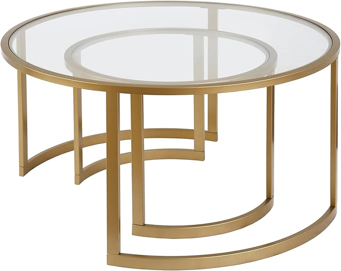 Mitera Round Nested Coffee Table in Brass