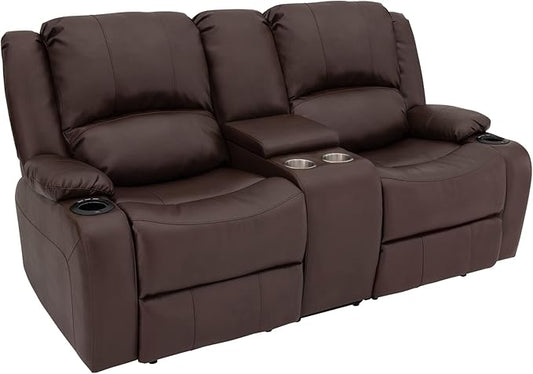 RecPro Charles 70" Powered Double RV Wall Hugger Recliner Sofa | Loveseat | RV Furniture with 2023 Updated Fabric (Mahogany)