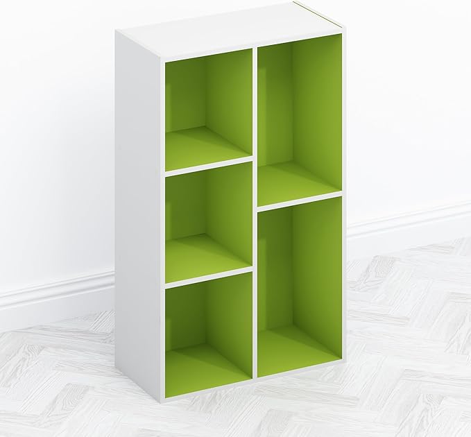 Furinno TOMI TV Stand, 5-Cube Entertainment Center with Open Shelf, Reversible TV Console, for Living Room, Bedroom, Home Office, Green
