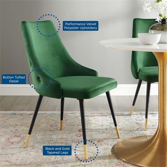 Modway EEI-3907-EME Adorn Tufted Performance Velvet Dining Side Chair, Emerald