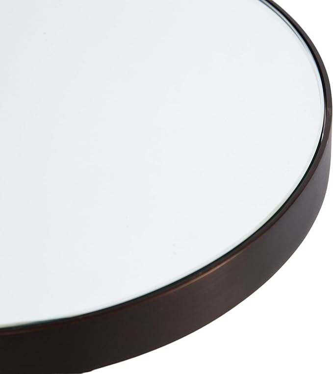 Kate and Laurel Hescott Modern Mirrored Drink Table; 10 x 10 x 24; Black Marble and Bronze; Contemporary Round Accent Table with Premium Marble Base and Mirror Tabletop