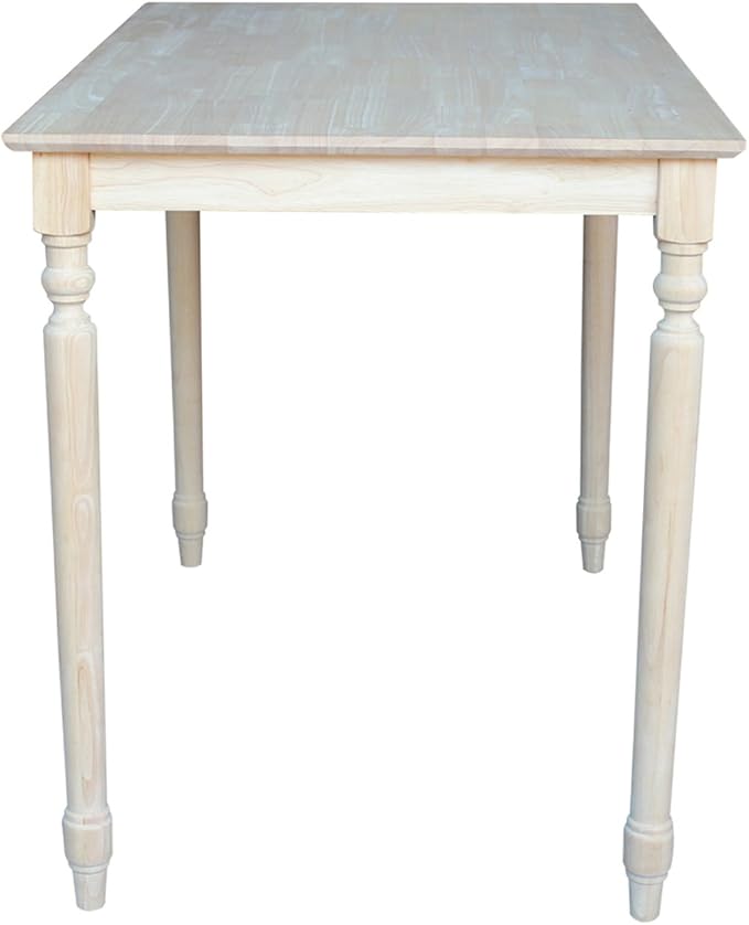 International Concepts Table Top Solid with Wood Counter Height Turned Legs, 30 by 48-Inch, Unfinished