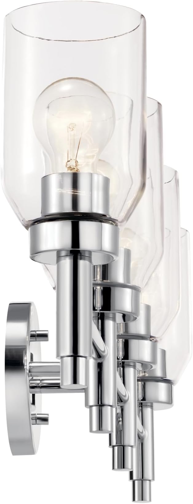 Kichler Madden 4-Light Vanity with Clear Glass in Chrome, Sloped Ceiling Compatible, for Single or Double Vanity in Bathroom (10.5" x 34"), 55186CH