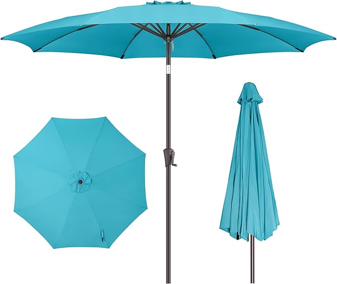 10ft Outdoor Patio Umbrella - Table Umbrella Waterprool UV Protection, Sombrillas de Patio with Push Button Tilt, Sun Umbrella for Pool, Porch, Garden, Deck, Backyard (Aqua Blue)