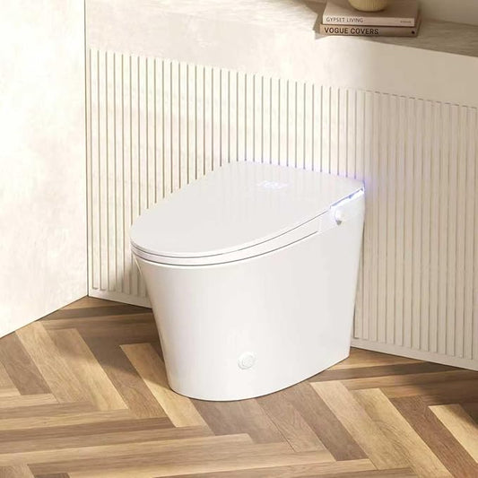 Smart Toilet with Auto Open/Close Lid - Warm Water Bidet, ADA Comfort Height Heated Seat, Dryer, Night Light, Foam Shield, Dual Auto Flush, Foot Sensor, Modern Elongated One-Piece Toilet for Bathrooms