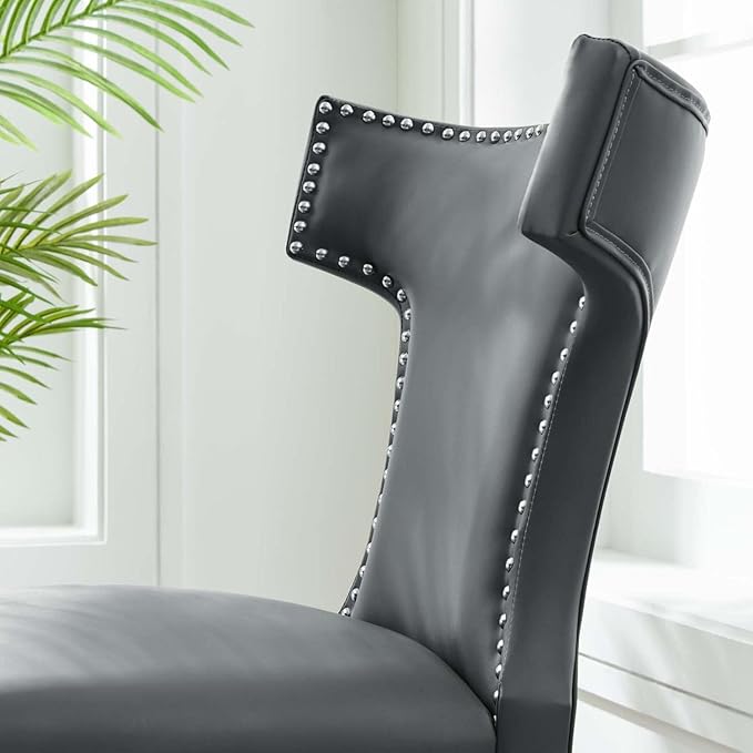 Modway Curve Vegan Leather Dining Chair in Gray