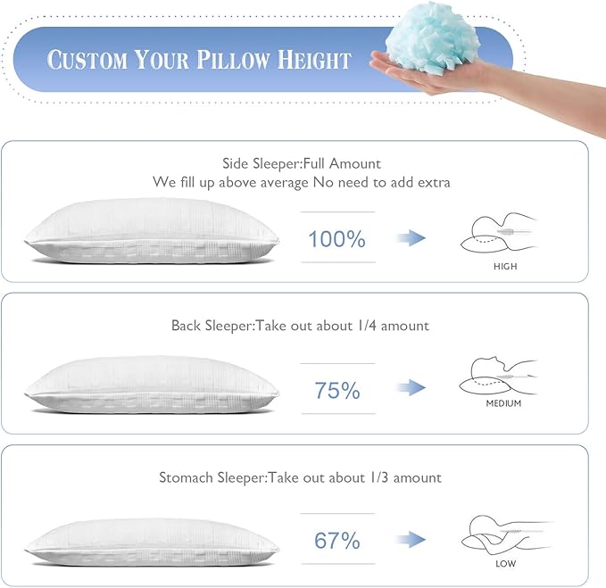 Meoflaw Cooling Pillows for Sleeping King Size,Shredded Memory Foam Bed Pillow with Double Sided Material Pillow Case,Adjustable Loft-Slow Rebound King Pillow for Side & Back Sleeper