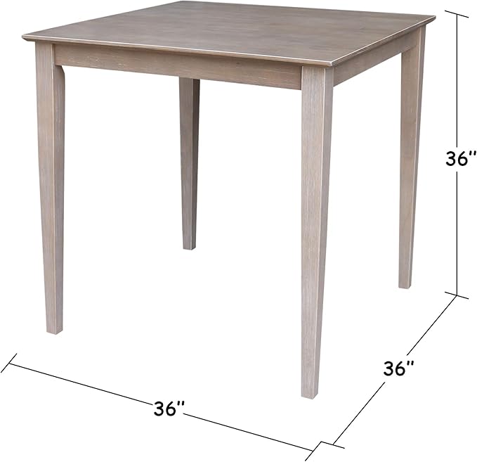 International Concepts Solid Wood Top Table - Counter Height, Washed Gray Taupe