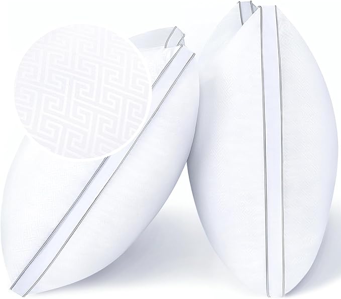 viewstar Bed Pillows Standard Sizes Set of 2, Hotel Quality Cooling Down Alternative Gusseted Pillows for Side, Back, or Stomach Sleepers, White