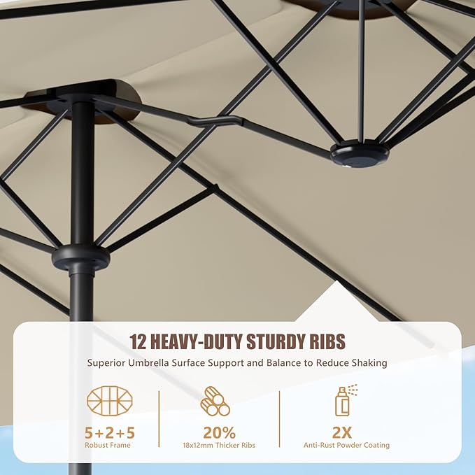 Sannwsg Outdoor Patio Umbrella,Table Umbrella with Push Button Tilt and Crank,Market Umbrella with 8 Sturdy Ribs,Yard Umbrella