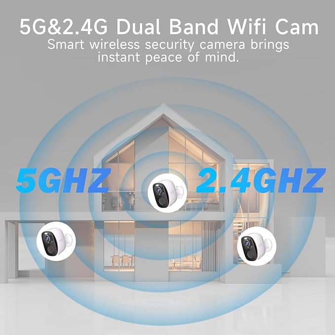 4pcs 5G/2.4G WiFi Security Cameras Wireless Outdoor,2K Home Indoor Camera with AI Detection, Siren,Wireless Cameras for Home Security with Color Night Vision, 2-Way Talk, IP65, Works/Alexa, Cloud/SD