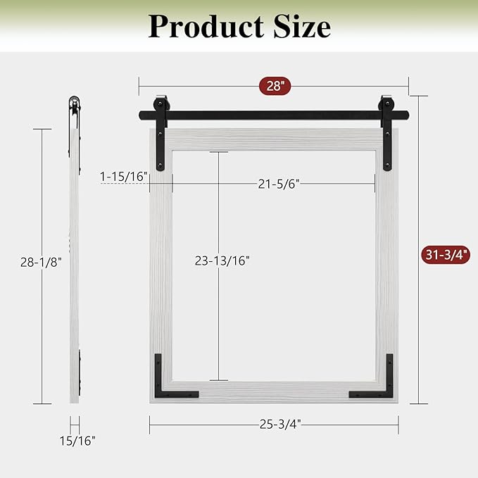 Farmhouse Bathroom Mirror, 28x32 Inch White Vanity Mirror for Wall, Wood Framed Rustic Mirror Rectangular Wall Decor Mirrors for Entryway Living Room Bedroom