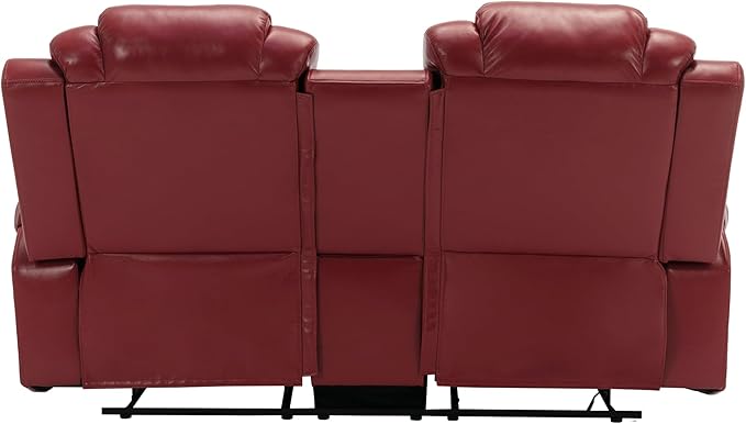 ERYE 73-Inch Oversized Manual Reclining Sofa with LED Strip and Cupholders for Living Room Home Theater, Multifunctional Faux Leather Loveseat Manual Recliner Couches | Storage Console, Cup Holder, LED Light Strips