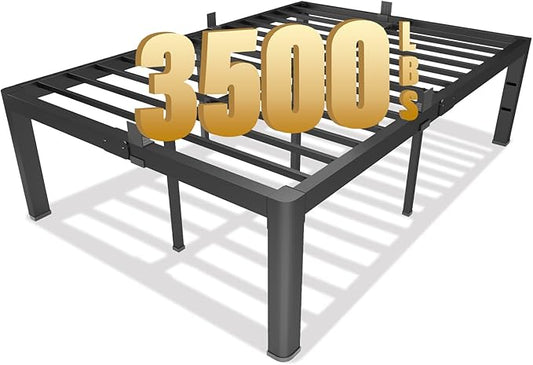 18 Inch Full Metal Platform Bed Frame with Round Corner and Mattress Retainers, 3500lbs Heavy Duty Steel Slats Support, No Box Spring Needed, Easy Assembly, Noise Free