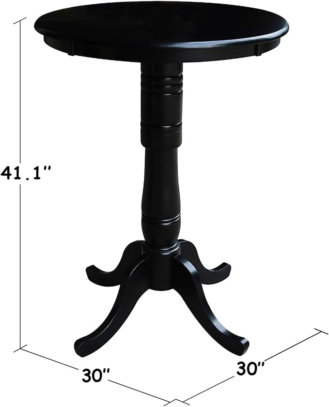 International Concepts 30" Round Top Pedestal Table - 40.9" in Black