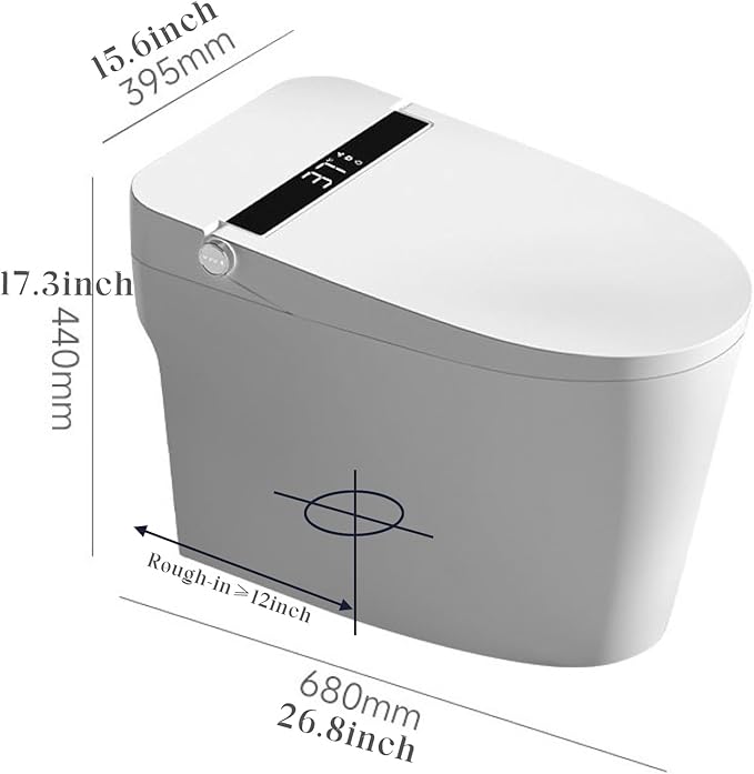BONSAM Smart Toilet with Heated Seat, Modern Tankless Toilet with Bidet Built In, One Piece Toilet with Foot Kick Operation, Remote Control (Auto Flush, Auto Flush)