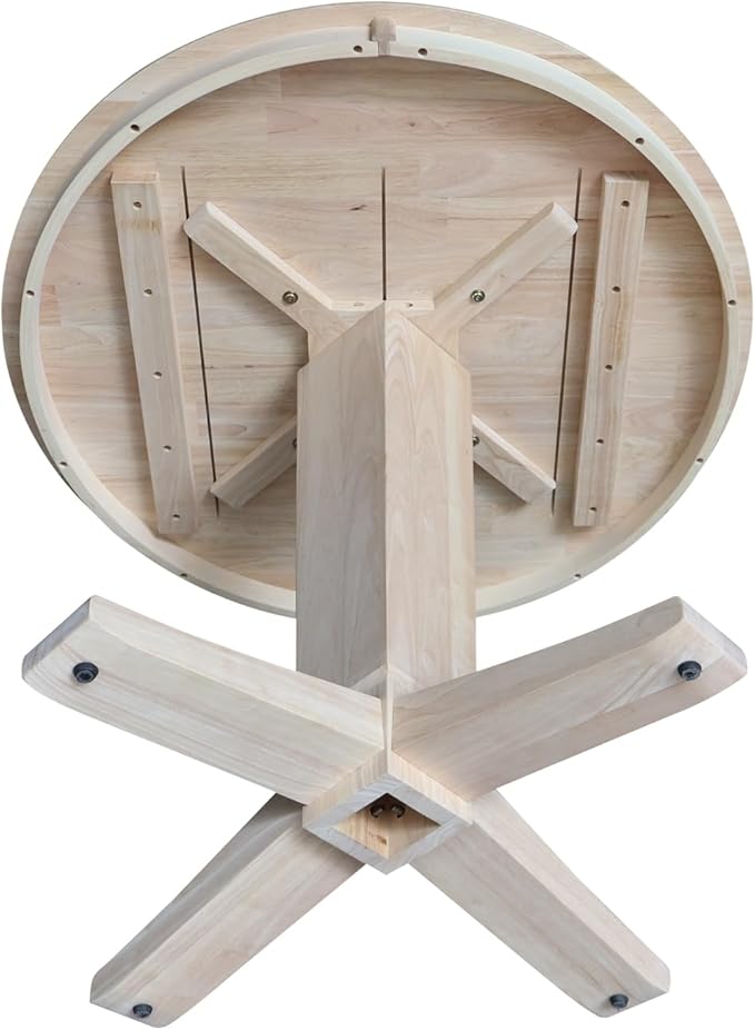IC INTERNATIONAL CONCEPTS 36" Solid Wood Round Top Pedestal Dining Table in Unfinished