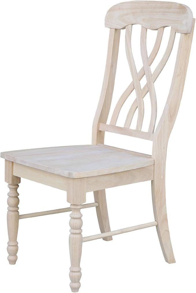 IC International Concepts Latticeback Wooden Chairs, Set of 2, Perfect for Dining Room and Kitchen Furniture - Unfinished