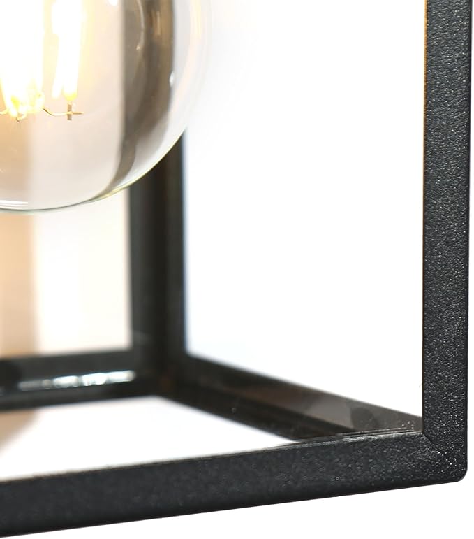 LALUZ Black Outdoor Wall Lights, Modern Farmhouse Rectangle Porch Lights Outdoor Wall with Clear Glass, Waterproof Anti-Rust Exterior Outside Sconce Lighting Light Fixtures for House Patio Garage