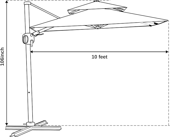 EAST OAK and Flame&Shade Patio Umbrella, 10ft Square Outdoor, Large Offset Cantilever Umbrella with 360° Rotation, Heavy Duty Windproof and UV Resistant Double Top for Pool and Deck, Wine Red