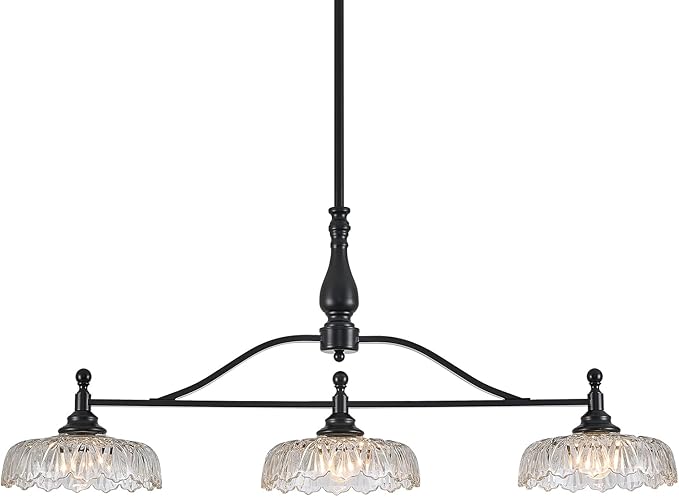 HDDFL Chandeliers Pendant Light Fixture Modern Pendant Lighting Fixtures 3 Lights Chandelier Matte Black Kitchen Glass Hanging Lamp for Island Dining Room Living Room
