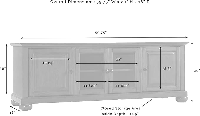 Crosley Furniture Alexandria Low Profile TV Stand for 65+ inch TVs, Entertainment Center with Storage Shelves, Vintage Mahogany