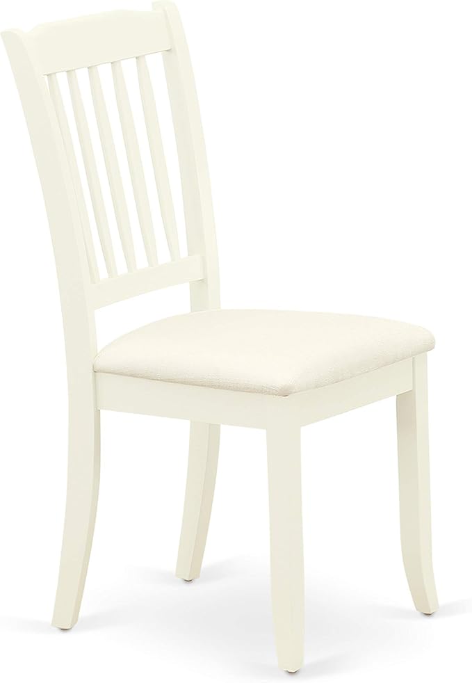 East West Furniture DAC-LWH-C Danbury Dining Room Chairs - Linen Fabric Upholstered Wooden Chairs, Set of 2, Linen White