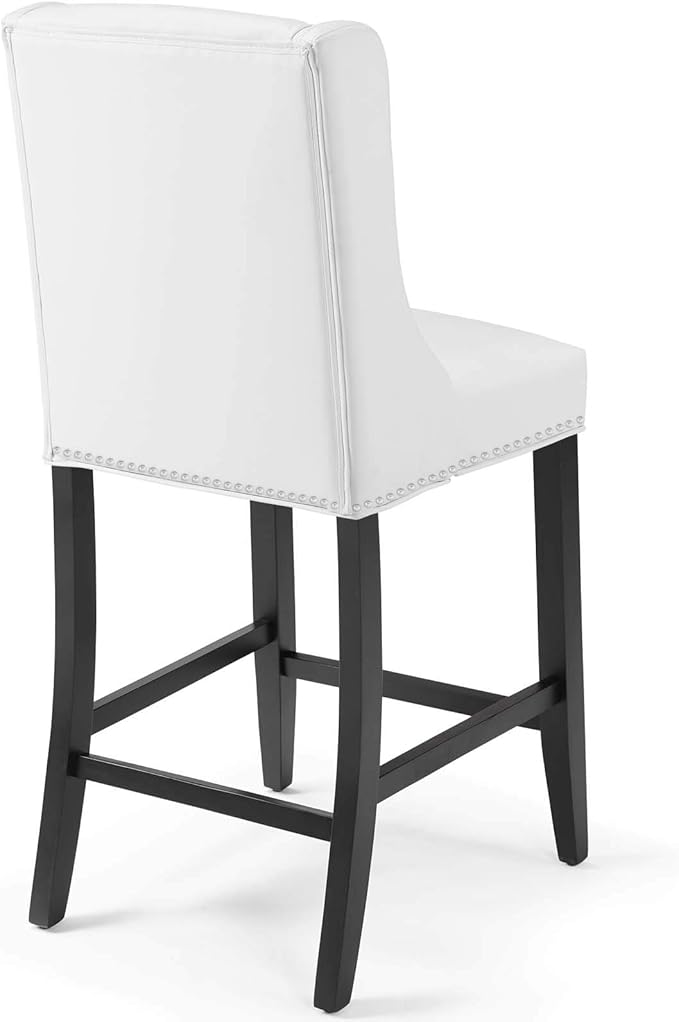 Modway Baron Faux Leather Upholstered Dining Counter-Height Bar Stool in White