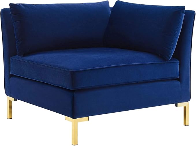 Modway Ardent Performance Velvet Sectional Sofa Corner Chair, Navy