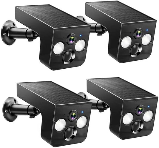 Solar Security Cameras Wireless Outdoor, 2K Battery Powered, Cloud/SD Storage, Built-in Solar, IP65 Waterproof, AI Motion, Color Night Vision, Outside WiFi Cameras for Home Security 4-Pack