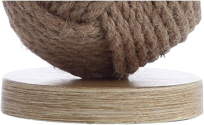 JONATHAN Y 18" Natural Monkey Fist Rope Ball LED Table Lamp, Coastal Nautical Iron and Rope Accent Lamp for Living Room Bedroom, White Linen Shade, LED Bulb Included JYL6500A