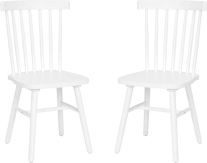 Taylor & Logan Ingrid Set of 2 Commercial Grade Windsor Dining Chairs, Solid Wood Armless Spindle Back Restaurant Dining Chairs in White
