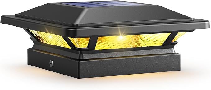 SIEDiNLAR 4x4 Solar Post Cap Lights 16 LEDs 2 Modes 3.5x3.5 4x4 Wooden Vinyl Post Light Waterproof Outdoor for Fence Deck Patio Garden Decor, Warm/Cool White (1 Pack, Black)