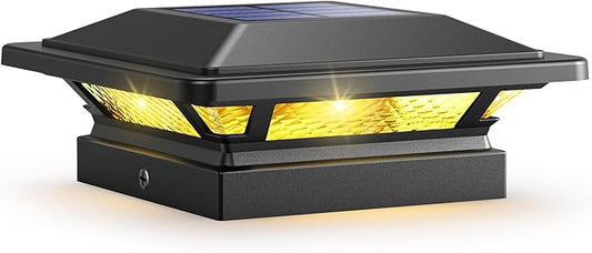 SIEDiNLAR 4x4 Solar Post Cap Lights 16 LEDs 2 Modes 3.5x3.5 4x4 Wooden Vinyl Post Light Waterproof Outdoor for Fence Deck Patio Garden Decor, Warm/Cool White (1 Pack, Black)