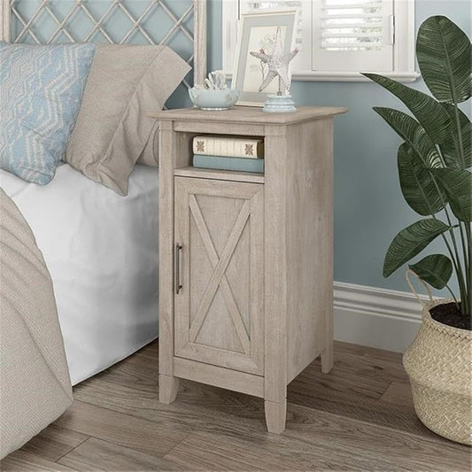 Bush Home Key West Nightstand with Door in Washed Gray