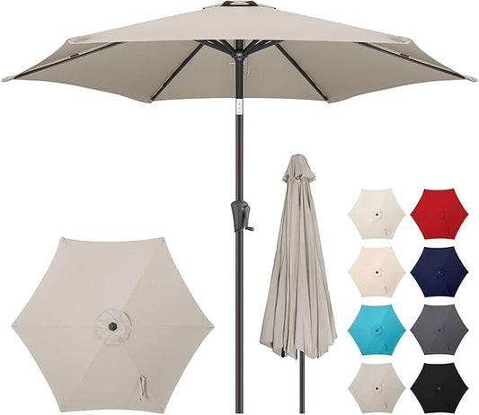 7.5FT Outdoor Patio Umbrella - Table Umbrella Waterprool UV Protection, Sombrillas de Patio with Push Button Tilt, Sun Umbrella for Pool, Porch, Garden, Deck, Backyard (Taupe)