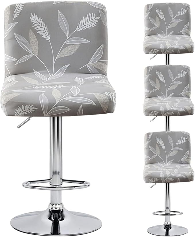 Levoberg Bar Stools Cover Set of 4 Printed Armless Swivel Barstools Slipcovers with Backs Stretch Square Counter Height Bar Stools Covers Mid Low Back Chair Cover for Kitchen Dining Room Bar #14